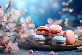 Macarons blau und rosa KI/12742359