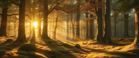 Morgensone im Wald KI/12904417