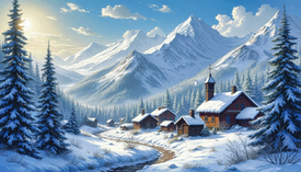 Hütten im Winter KI/12928143