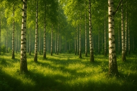 Lichtdurchfluteter Birkenhain am Morgen KI/12940466