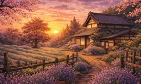 Abenddämmerung am Japanischen Landhaus KI/12940651