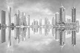 Dubai - Marina Skyline Reflections Schwarz Weiß/11539946