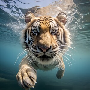 Bild-Nr: 12737263 Tierische Wasserspiele Tiger KI-generiert Erstellt von: Heike  Hultsch