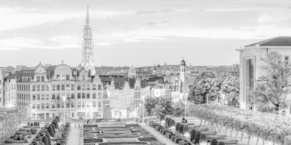 Bild-Nr: 12866328 Mont des Arts in Brüssel am Abend - monochrom Erstellt von: dieterich