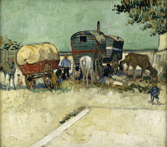 Bild-Nr: 30003506 Van Gogh / Gypsy camp, horse-drawn wag. Erstellt von: van Gogh, Vincent