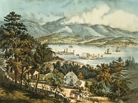 Bild-Nr: 31002445 The Catskill Mountains from the Eastern shore of the Hudson Bild-Nr: 31002445 The Catskill Mountains from the Eastern shore of the Hudson Erstellt von: Currier, Nathaniel and Ives, J.M.
