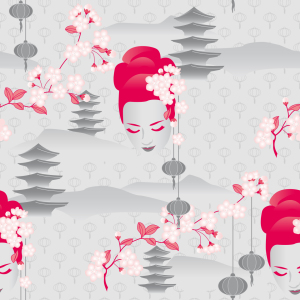 Bild-Nr: 9000037 Kirschblüten Geisha Erstellt von: patterndesigns-com