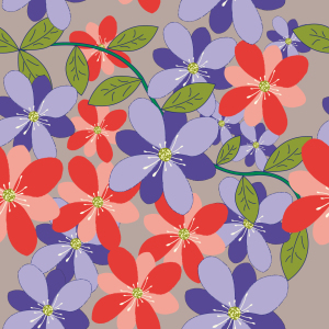 Bild-Nr: 9001299 Blüten Und Blätter Grau Erstellt von: patterndesigns-com