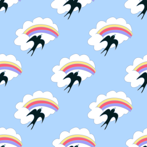 Bild-Nr: 9007491 Fliegende Schwalbe und Regenbogen Erstellt von: patterndesigns-com