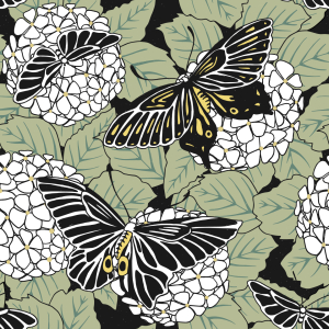 Bild-Nr: 9008537 Schmetterlinge Und Hortensia Erstellt von: patterndesigns-com