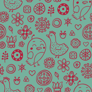 Bild-Nr: 9010563 Vögel Und Blumen Mit Anderen Kleinen Zeichnungen Erstellt von: patterndesigns-com
