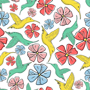 Bild-Nr: 9011733 Kolibris und exotische Blumen Erstellt von: patterndesigns-com