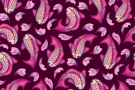 Bild-Nr: 9011753 Fische Und Blütenblätter Erstellt von: patterndesigns-com