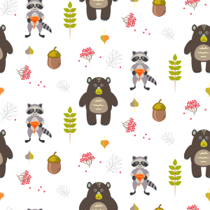 Bild-Nr: 9012037 Bären und Waschbären im Wald Erstellt von: patterndesigns-com