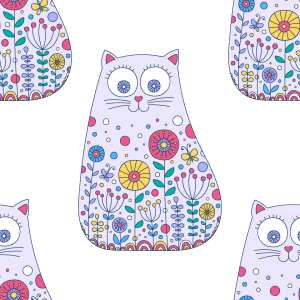 Bild-Nr: 9013049 Reich verzierte Cartoon Katzen Erstellt von: patterndesigns-com