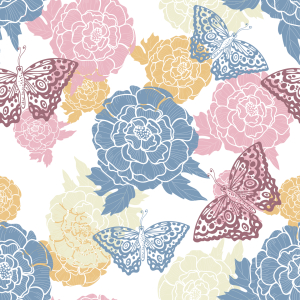 Bild-Nr: 9014365 Pfingstrosen Und Schmetterlinge Erstellt von: patterndesigns-com