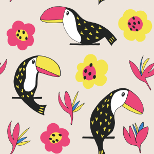 Bild-Nr: 9014517 Schöne Tukane und Blüten Erstellt von: patterndesigns-com