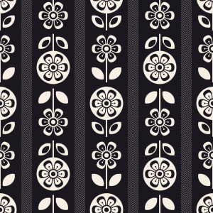 Bild-Nr: 9014759 Retro Monochrome Blumen und Blätter Erstellt von: patterndesigns-com
