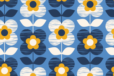 Bild-Nr: 9015487 Handgezeichnetet Retro Blüten Erstellt von: patterndesigns-com