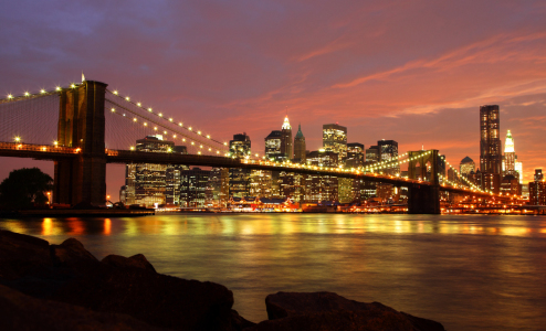 Bild-Nr: 10024807 Brooklyn Bridge mit Skyline bei Nacht Erstellt von: Buellom