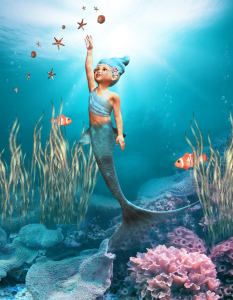 Bild-Nr: 10063603 a little mermaid in the play with starfish Erstellt von: Simone Gatterwe