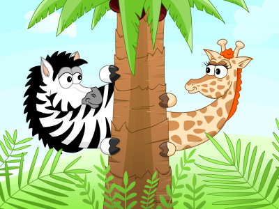 Bild-Nr: 10148990 Zebra und Giraffe verstecken sich Erstellt von: Michaela Heimlich