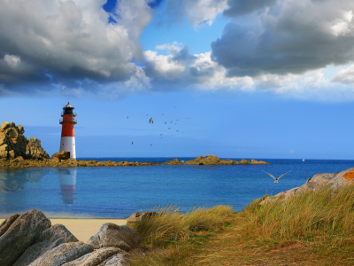 Bild-Nr: 10153838 Küstenblick mit Leuchtturm Erstellt von: Mausopardia