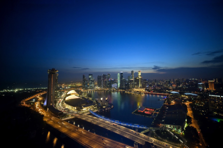 Bild-Nr: 10178899 Singapur - Ausblick aus dem Flyer auf die Skyline mit Marina Bay Sands Erstellt von: fotos4fun