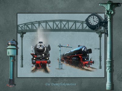 Bild-Nr: 10373519 Collage Dampflokomotive in XXL Format Erstellt von: Mausopardia