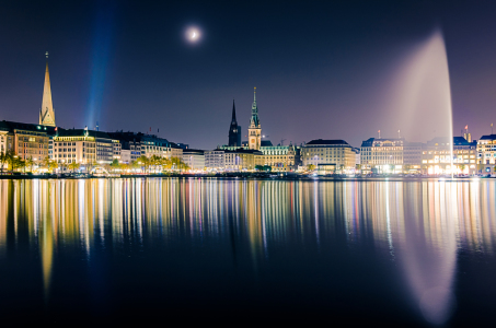 Bild-Nr: 10705771 Nacht über der Alster in Hamburg Erstellt von: Mapics