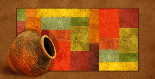 Bild-Nr: 10750623 Tonkrug mit Mosaik in erdigen Farben Erstellt von: Mausopardia