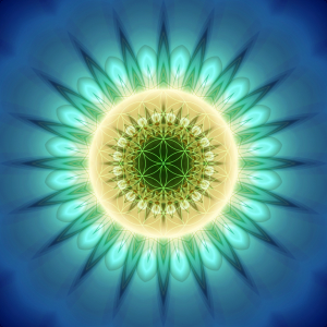 Bild-Nr: 10913077 Mandala blaues Licht mit Blume des Lebens Erstellt von: Christine Bässler