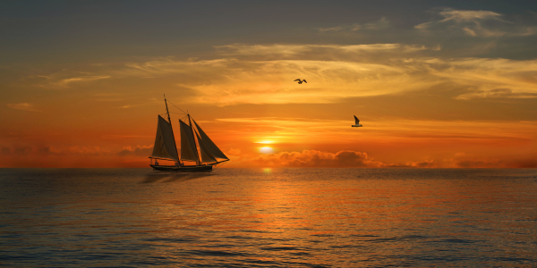 Bild-Nr: 10997014 Sonnenuntergang mit Segelboot Erstellt von: Mausopardia