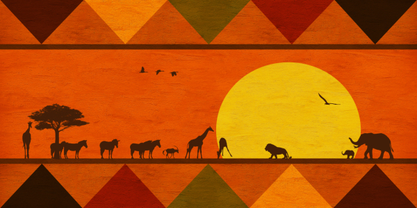 Bild-Nr: 11221454 Afrika Farben mit Tiersilhouetten Erstellt von: Mausopardia
