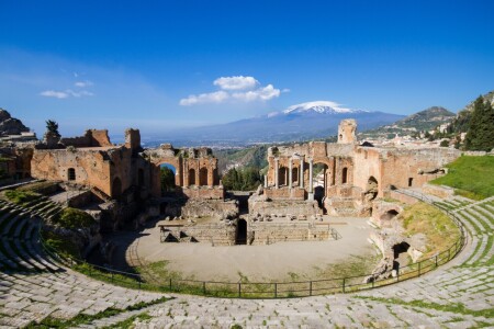 Bild-Nr: 11302642 Griechisches Theater Taormina mit Ätna Erstellt von: Circumnavigation