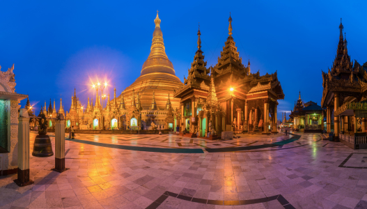 Bild-Nr: 11359346 Burma - Shwedagon Pagode in Yangon zur blauen Stunde Erstellt von: Jean Claude Castor