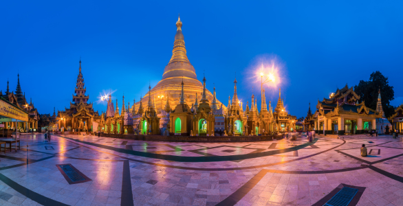 Bild-Nr: 11360916 Burma - Shwedagon Pagode in Yangon zur blauen Stunde Erstellt von: Jean Claude Castor