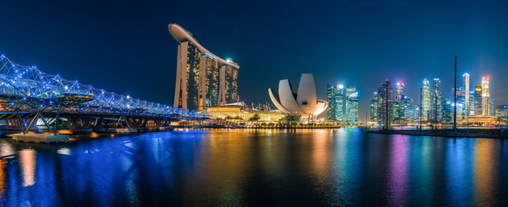 Bild-Nr: 11366058 Singapur - Marina Bay Panorama zur blauen Stunde Erstellt von: Jean Claude Castor