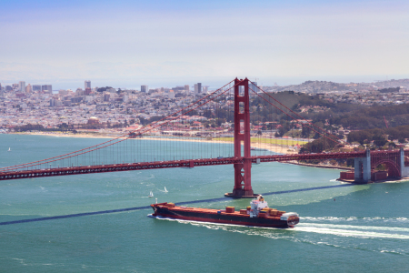 Bild-Nr: 11403265 Golden Gate Bridge mit Frachter Erstellt von: janschuler
