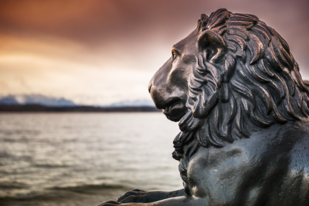Bild-Nr: 11428929 Löwenstatue am See Erstellt von: Wolfgang Zwanzger