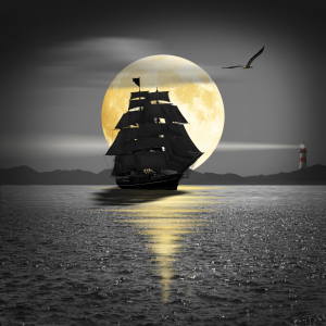 Bild-Nr: 11514953 Ein Schiff mit schwarzen Segeln  Erstellt von: Mausopardia