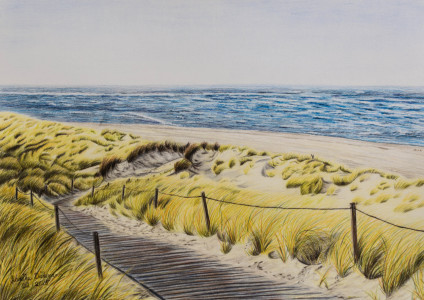 Bild-Nr: 11542796 Weg zum Strand auf Spiekeroog- Zeichnung mit Polychromosfarbstiften Erstellt von: GingitFineArt