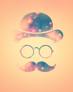 Bild-Nr: 11623611 Retro Face with Moustache & Glasses  Universe - Galaxy Hipster Erstellt von: badbugs-art