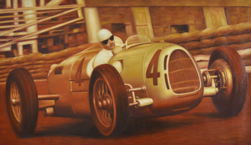 Bild-Nr: 11674780 Oldtimer Gemälde Autorennen Motorsport Rennszene retro Erstellt von: artefacti