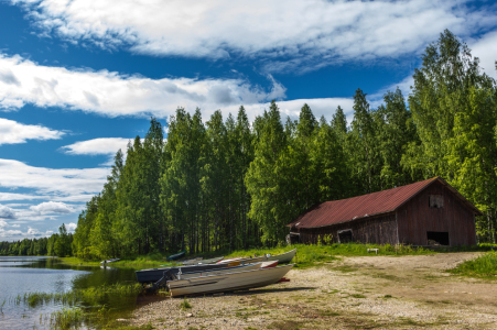 Bild-Nr: 11704784 Boote am See mit Hütte in Finnland Erstellt von: Anja Schäfer