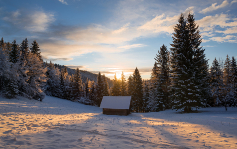 Bild-Nr: 11870090 Berghütte im Winterlicht Erstellt von: Graphitone
