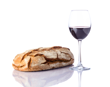 Bild-Nr: 11917368 Wein und Brot auf Weißem Hintergrund Erstellt von: xfotostudio