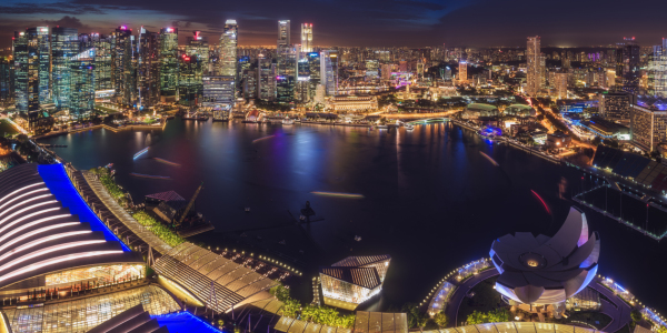 Bild-Nr: 11980942 Singapur Skyline zur blauen Stunde Panorama Erstellt von: Jean Claude Castor