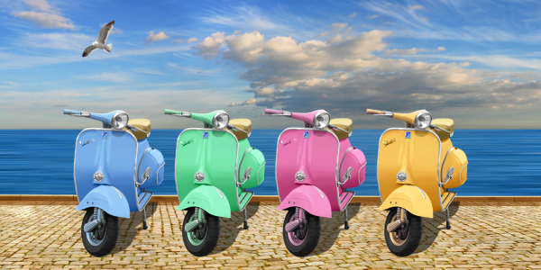 Bild-Nr: 11986729 Oldtimer Motorroller in Sommerfarben Erstellt von: Mausopardia