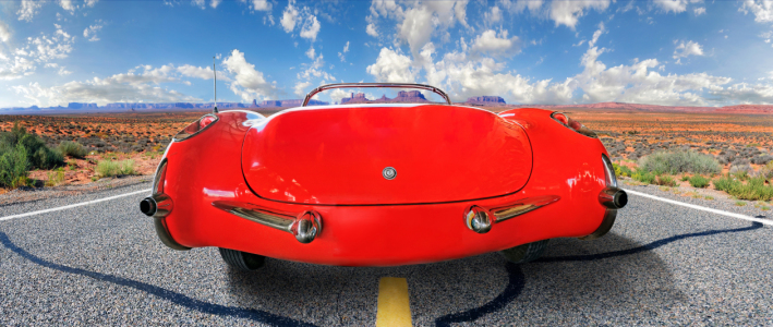 Bild-Nr: 11997322 Chevrolet Corvette 1957 im Monument Valley Erstellt von: Michael und Elisabeth Rucker